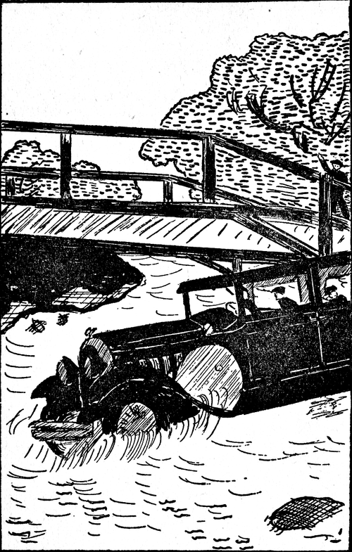 Dessin de voiture plongée dans une rivière